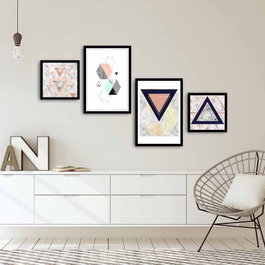 Wallity Cuadro Decorativo Enmarcado en MDF (4 Piezas)